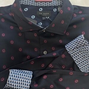 NWT Ted Baker London Mens Soren LS Daisy Print Black Beauty Button Up Shirt,Sz L